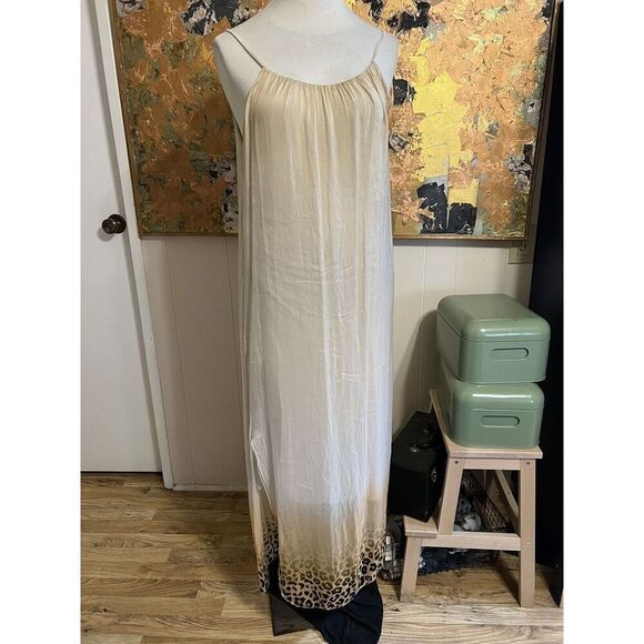 Scandal Italy 100% Silk Bebe Party Lined Slip Dress W/Hand Painted Animal Print - Picture 2 of 8